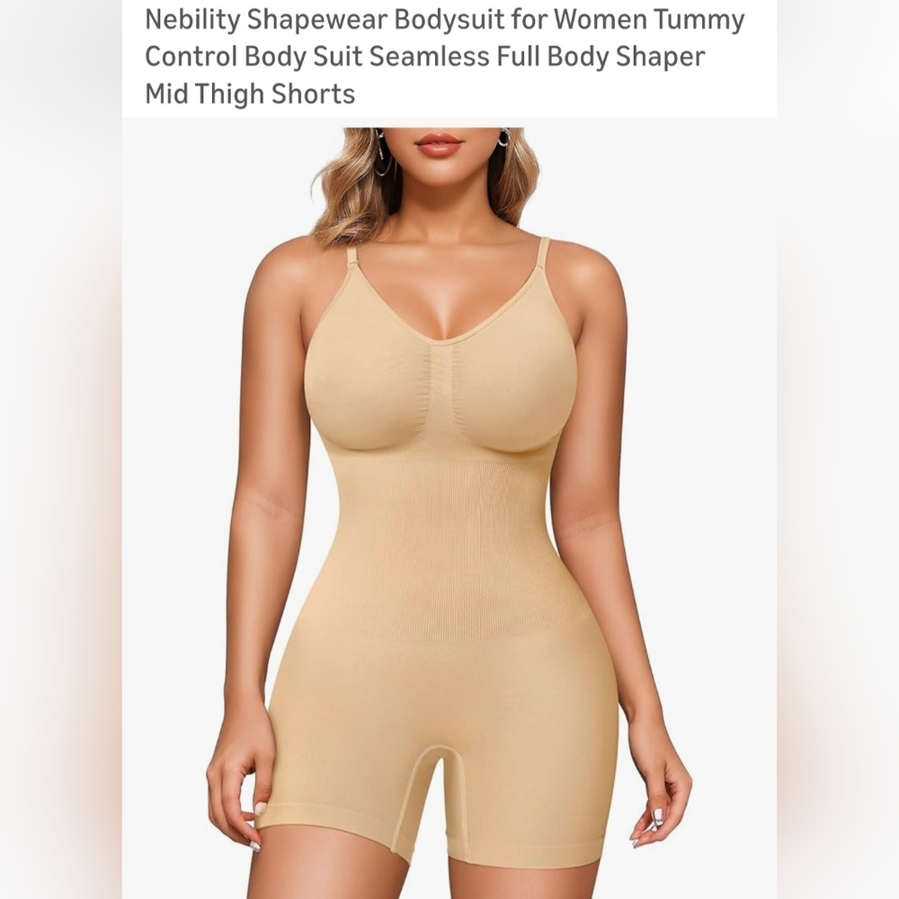 Seamless Mid-Thigh Shapewear Bodysuit - Beige W-80